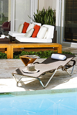 Lounge chair at the poolside