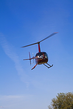 Low angle view of a helicopter flying, Orlando, Florida, USA