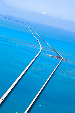 Aerial view of two bridges over the sea, Florida Keys, Florida, USA