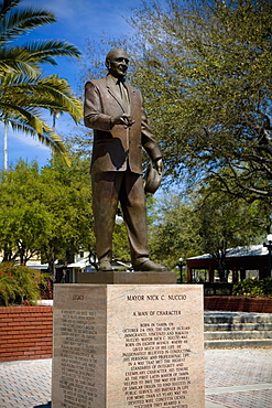 Statue on a pedestal, Ybor City, Tampa, Florida, USA