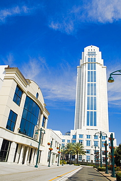 Low angle view of buildings in a city, Orlando, Florida, USA