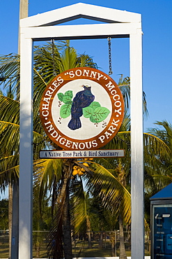 Low angle view of an entrance signboard, Sonny McCoy Indigenous Park, Key West, Florida, USA