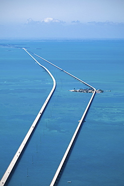 Aerial view of two bridges over the sea, Florida Keys, Florida, USA