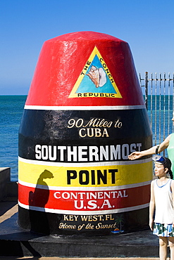 Structure marking the southernmost point of United States, Key West, Florida, USA