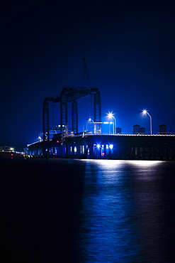 Overpass lit up at night, St. Augustine, Florida, USA