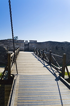 Footbridge leading to a castle, Castillo De San Marcos National Monument, St. Augustine, Florida, USA