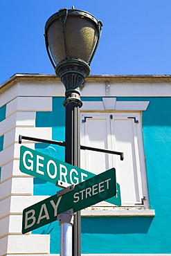 Low angle view of an information board, Bay Street, Nassau, Bahamas