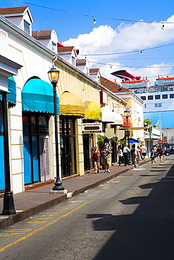 Group of people walking on the street, Bay Street, Nassau, Bahamas