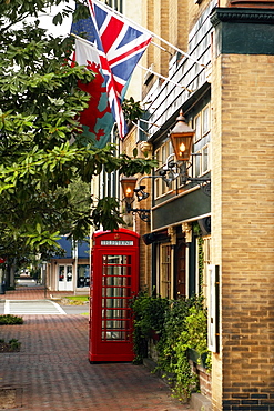 Low angle view of flags on a building, Savannah, Georgia, USA