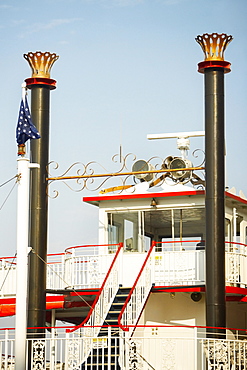 Column in front of a cabin of a cruise ship, Savannah, Georgia, USA