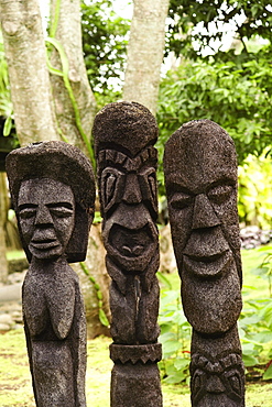 Close-up of carved stone statues, Fiji