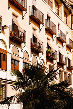 Low angle view of balconies of a building, Toledo, Spain