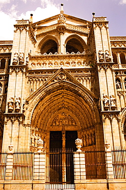 Facade of a cathedral, Cathedral Of Toledo, Toledo, Spain