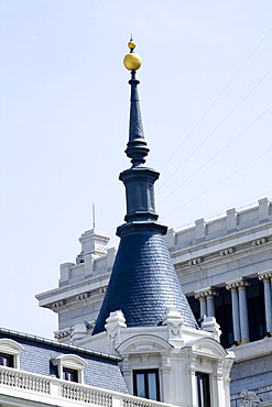Low angle view of a spire on a building, Madrid, Spain
