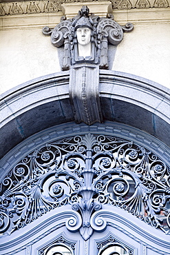 Ornate gate of a building, Madrid, Spain