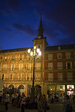 Tourists in front of a building, Plaza Mayor, Madrid, Spain