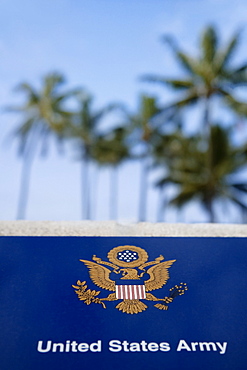 Close-up of a memorial plaque, Pearl Harbor, Honolulu, Oahu, Hawaii Islands, USA