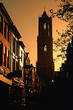 Silhouette of a clock tower, Utrecht, Netherlands