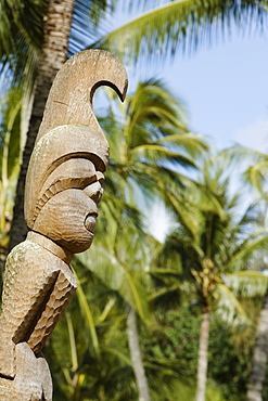 Close-up of a carved totem pole