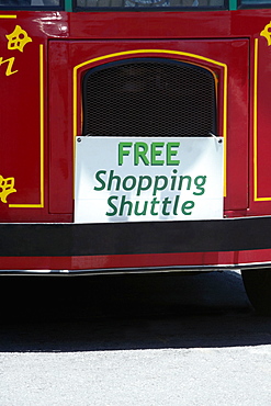 Close-up of a commercial signboard on a bus, Hawaii islands, USA