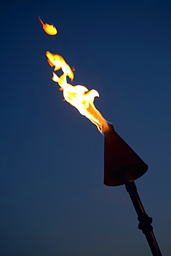 Close-up of a burning flaming torch