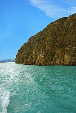 Cliff at a lakeside, Lake Argentino, Patagonia, Argentina