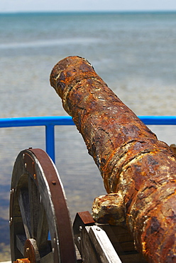 Ancient cannon at the seaside, Providencia y Santa Catalina, San Andres y Providencia Department, Colombia