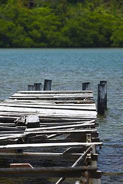 Damaged pier in the sea, Providencia y Santa Catalina, San Andres y Providencia Department, Colombia