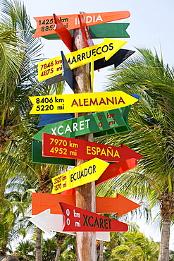 Low angle view of a signboard, Cancun, Mexico