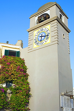 Low angle view of a clock Tower, Piazza Umberto, Capri, Campania, Italy