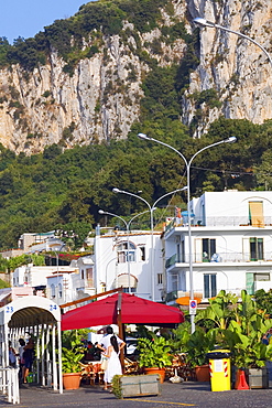 Buildings with a mountain in the background, Capri, Campania, Italy