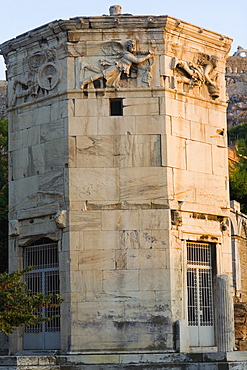 Low angle view of the old ruins of a tower, Tower Of The Winds, Roman Agora, Athens, Greece