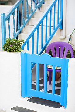 Entrance gate of a building, Mykonos, Cyclades Islands, Greece