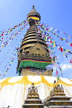 Low angle view of a temple, Swayambhunath, Kathmandu, Nepal