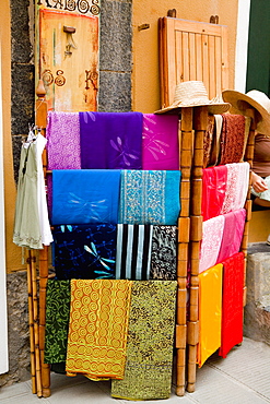 Clothes at a market stall, Cinque Terre National Park, Vernazza, La Spezia, Liguria, Italy