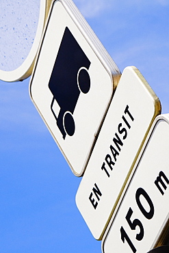 Low angle view of a speed limit sign, Le Mans, France