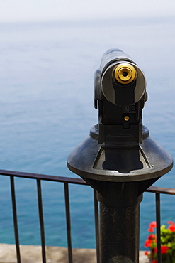 Coin-operated binoculars at an observation point, Sorrento, Naples Province, Campania, Italy