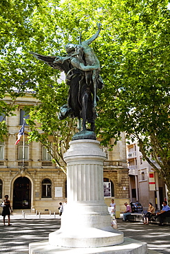 Low angle view of a statue, Place Jean Moulin, Bordeaux, France