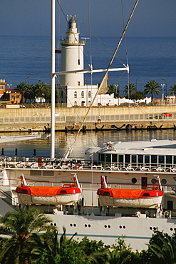 Cruise ship at a harbor, Malaga, Spain