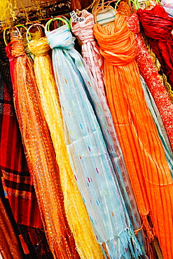 Close-up of stoles at a market stall, Sorrento, Sorrentine Peninsula, Naples Province, Campania, Italy