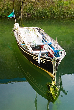 High angle view of a boat in a river, Port Des Pecheurs, Biarritz, France