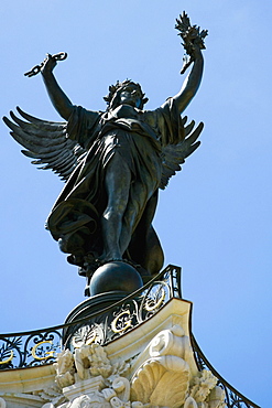 Low angle view of a statue, La Fontaine Des Quinconces, Bordeaux, Aquitaine, France