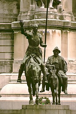 Close-up of two statues, Don Quixote, Sancho Panza, Madrid, Spain