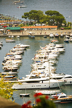 Boats docked at a harbor, Sorrento, Sorrentine Peninsula, Naples Province, Campania, Italy