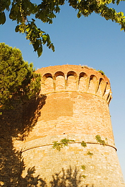 Low angle view of a fort, Rocca di Montestaffoli, San Gimignano, Siena Province, Tuscany, Italy