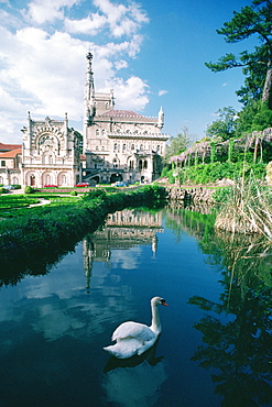 Canal in front of a palace, Bucaco Palace, Portugal