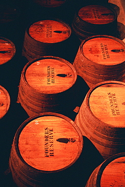 Close-up of port barrels, Oporto, Portugal