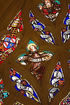 Close-up of stained glass ceiling in a church, Eglise St Pierre, Bordeaux, Aquitaine, France