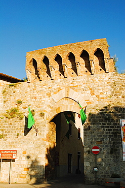Entrance of a building, San Gimignano, Siena Province, Tuscany, Italy
