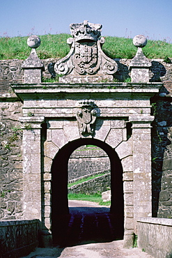 Close-up of an arch gate, Valenca, Portugal